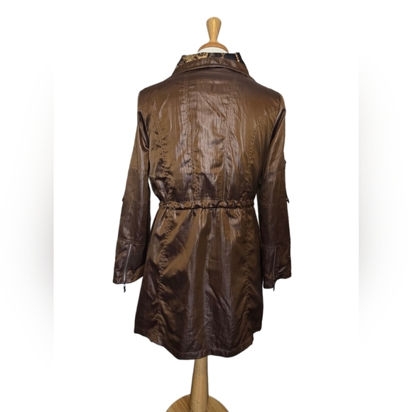 Lindi Metallic Brown Utility Military Safari Mobwife Transitional Jacket Size L - Picture 2 of 12